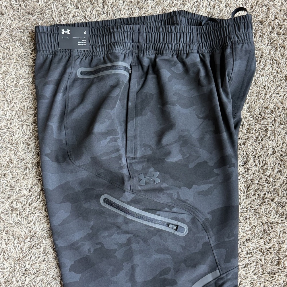 Under Armour Unstoppable Cargo Pants Joggers Mens Size Large Black Camo NEW - Picture 9 of 12
